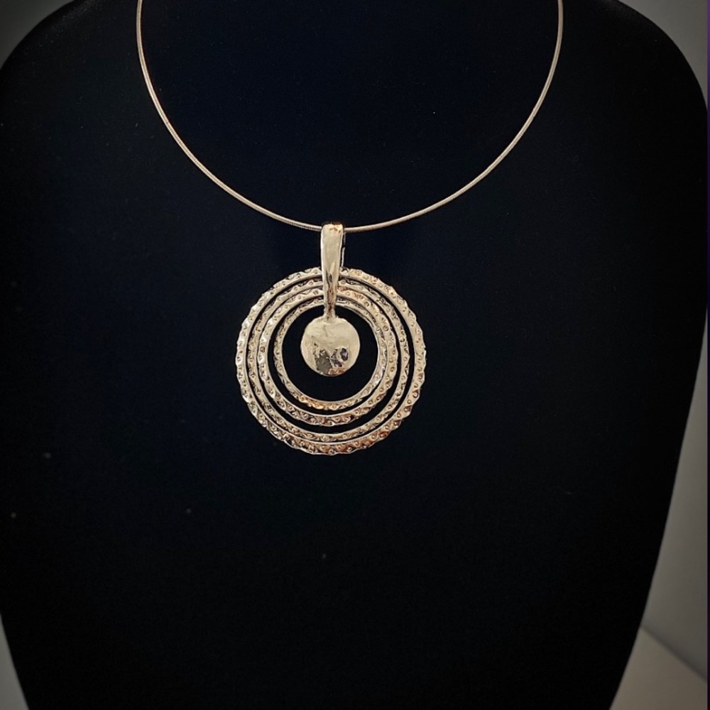 Jewelz Circle Layer Necklace Set Silver